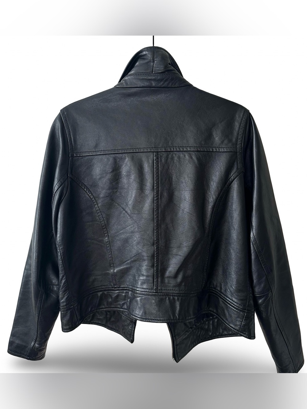 AUTH Vtg 90’s Barneys New York Soft Black Leather Moto Jacket Large Retail $895 - Picture 6 of 8